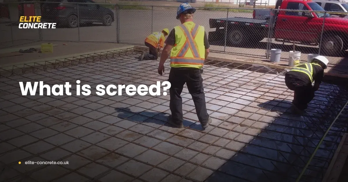 Freshly laid floor screed being smoothed across a subfloor